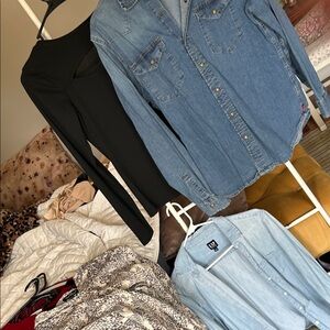 Wrangler Blue Denim Button-Down Shirt